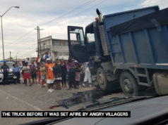 Truck that killed girl, 7, set on fire by angry villagers