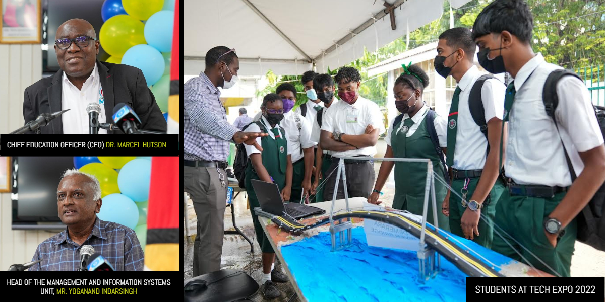 STUDENTS AT TECH EXPO 2022 CHIEF EDUCATION OFFICER (CEO) DR. MARCEL HUTSON HEAD OF THE MANAGEMENT