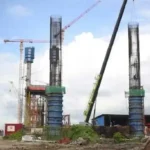 Ongoing works at the Demerara River Bridge site