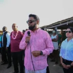 President Dr Mohamed Irfaan Ali addressing residents