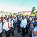 President Dr Mohamed Irfaan Ali led a community meeting and walkabout in Foulis, on the East Coast Demerara.