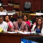 Minister of Amerindian Affairs, Pauline Sukhai alongside her staff in the Committee of Supply on Monday