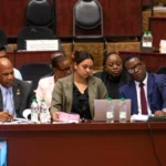 Minister of Foreign Affairs and International Cooperation, Hugh Todd and staff on Monday in the Committee of Supply of the National Assembly