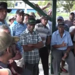 Farmers gathered at the meeting with the President