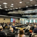 Minister of Public Works, Bishop Juan Edghill, delivers remarks at the World Bank’s inaugural sustainable transport ministerial roundtable on Monday