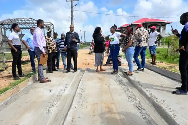 Minister of Public Works, Bishop Juan Edghill, inspecting the roadworks in Region Six on Friday