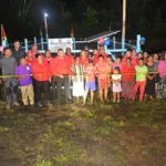Minister Croal, regional officials and residents at Aracuru water supply system