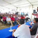 President, Dr Mohamed Irfaan Ali addressing rice and cash crop farmers at the Albion Community Ground in Region Six on Thursday