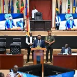 President Dr Mohamed Irfaan Ali speaks at the opening of the 39th Annual General Meeting and the Association of Caribbean Commissioners of Police (ACCP) Conference