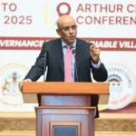 Vice President Dr Bharrat Jagdeo during his presentation on Tuesday at the National Toshaos Conference