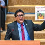 Attorney General and Minister of Legal Affairs Mohabir Anil Nandlall, SC, presenting in the National Assembly