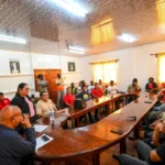 Minister Bishop Juan Edghill meets with contractors in Mahdia
